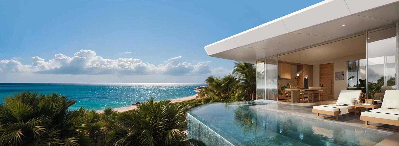 The Crest Residences — beachfront villa with infinity pool facing the sea